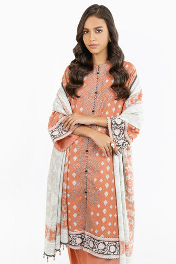 Alkaram FW-33.1-22-Coral Pink Winter Collection 2022 Online Shopping